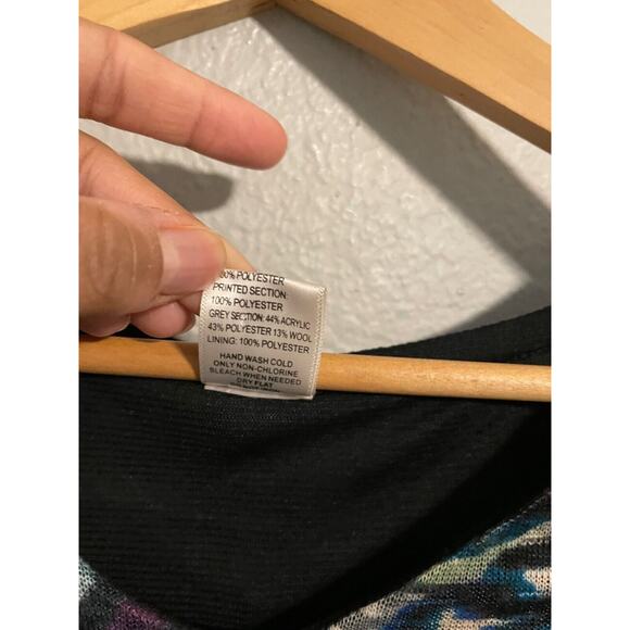 This & That Womens Tunic 2X Wool Blend Mixed Media Abstract Stretch Art to Wear - Picture 3 of 7